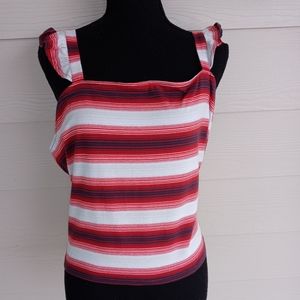 BP Nordstrom Indigo Blue Caroline Red Stripe Cute Sleeveless Fun Crop Top NWT